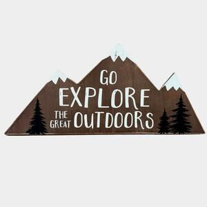 Mountain Wall Decor - Go Explore The Great Outdoors - Kids bedroom Nursery Art